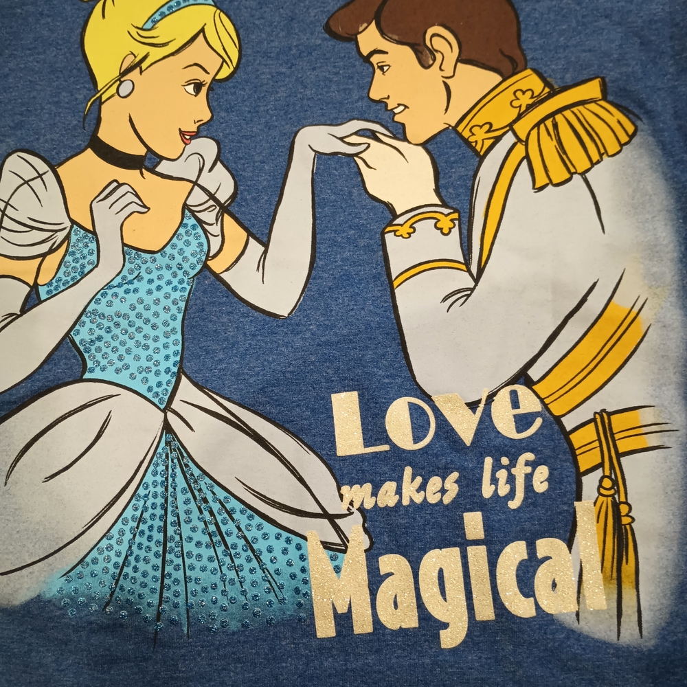 Disney Cinderella/Prince Charming Blue Tee with Gold Logo XL - Picture 6 of 8
